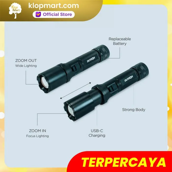 Jual DUTRON Senter LED Flashlight Armor Torch 20W White Laser Light-3
