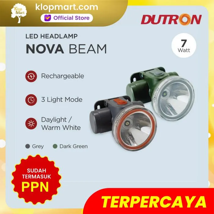 Jual DUTRON Senter Kepala LED Headlamp Nova Beam Rechargeabel 7W-1