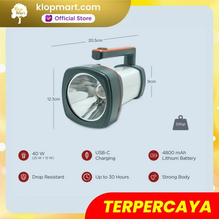 Jual DUTRON LED Senter Volt Glow 25W+15W Alumunium Reflector -3