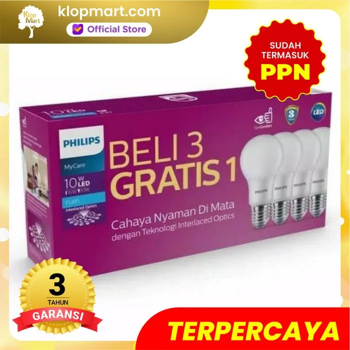 Jual Lampu Philips LED Bulb Multipack MyCare & Essential Pack Isi 4Pcs - MyCare 10W-1