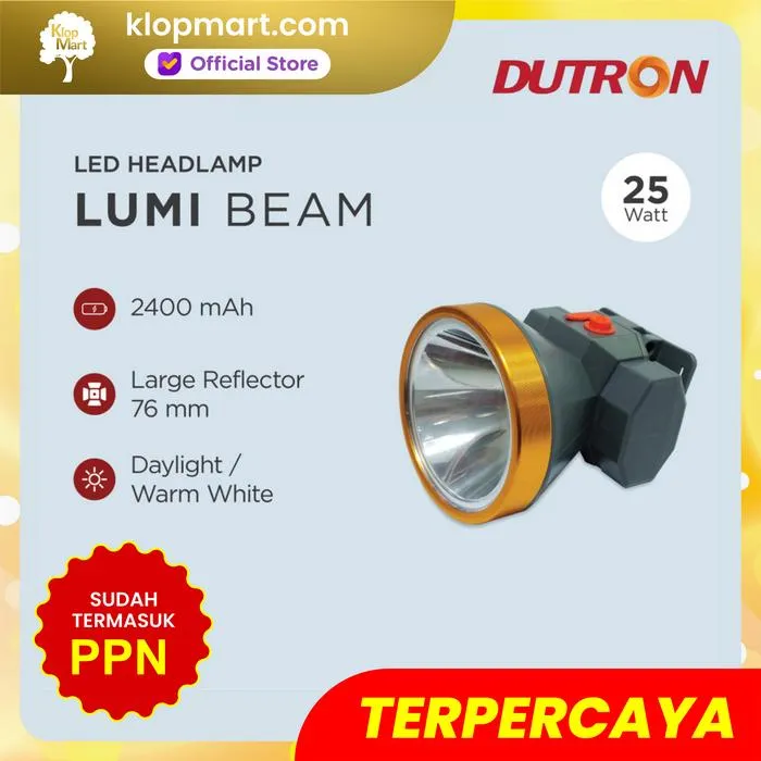 Jual DUTRON Senter Kepala LED HeadLamp Lumi Beam Outdoor Rechargeable 25Wat - Cahaya Kuning