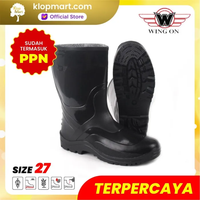 Jual Sepatu Boot Pendek Wing On 8899 Hitam Perikanan Perairan Pabrik - 27-1