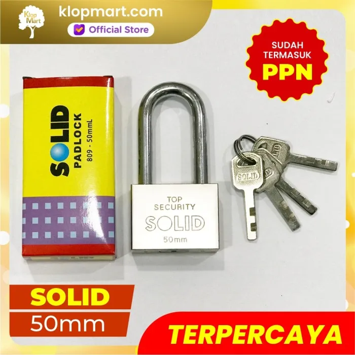 Jual Gembok Baja SOLID 809L 50mm Leher Panjang Kunci Pagar-1