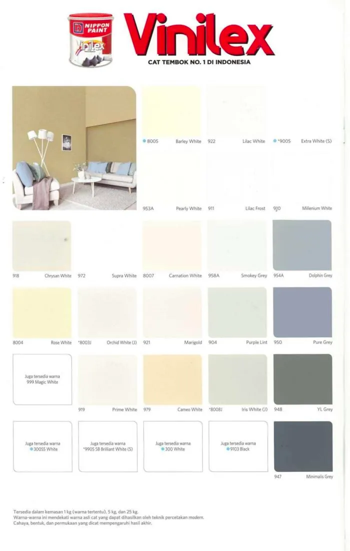 Jual Cat Tembok Vinilex Pail 25Kg - Nippon Paint Vinilex - 300 WHITE-3