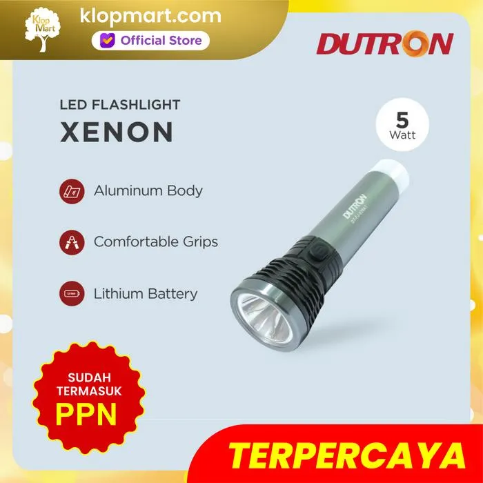 Jual DUTRON Senter LED Flashlight Xenon Charger Travelling Slim 5W + 4 LED