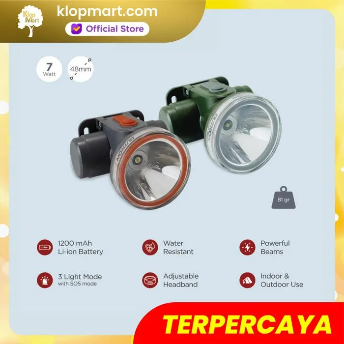 Jual DUTRON Senter Kepala LED Headlamp Nova Beam Rechargeabel 7W-3