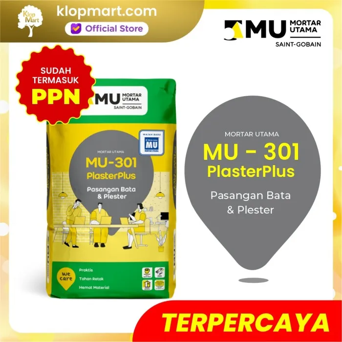 Mortar Utama MU-301 PlasterPlus Pasangan Bata & Plaster 40kg