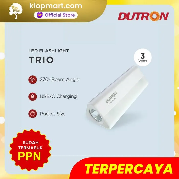 Jual DUTRON Senter Tangan Mini LED Flashlight Trio 3Watt + 10 LED White