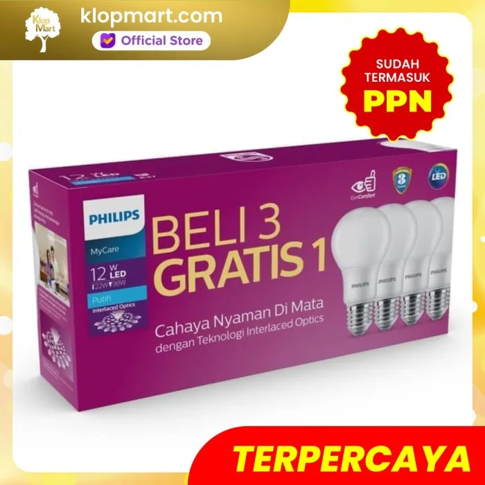 Jual Lampu Philips LED Bulb Pack Isi 4Pcs 12W - Bohlam LED 12Watt