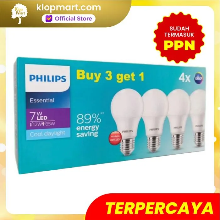 Jual Lampu Philips LED Bulb Multipack MyCare & Essential Pack Isi 4Pcs - Essential 7W-1