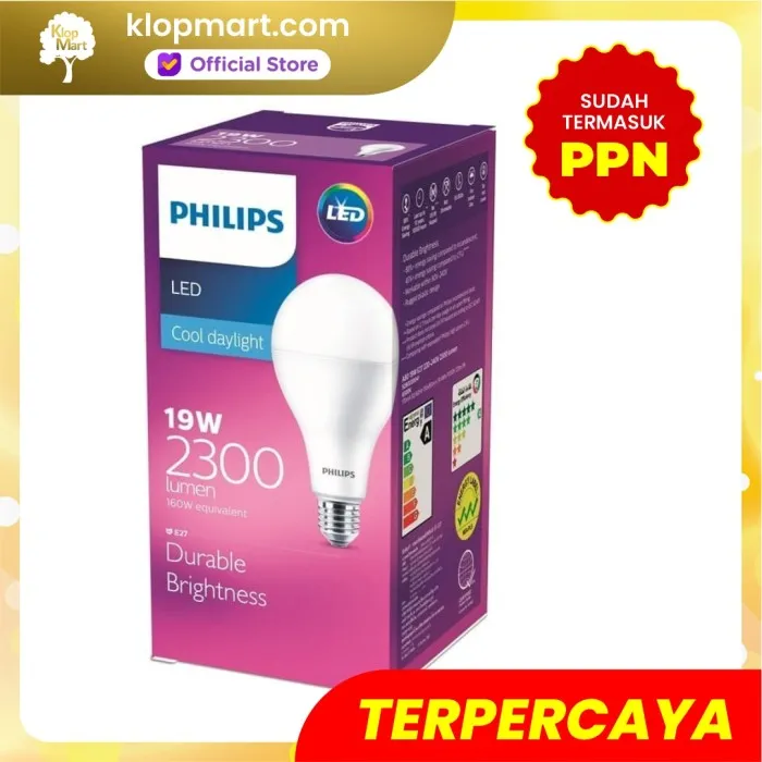 Jual Lampu Philips LED Bulb 19W-160W E27 6500K Putih - Cool Daylight