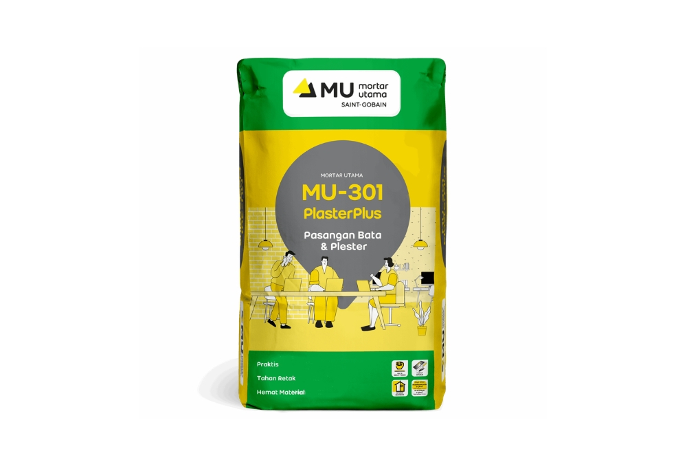 Mortar Utama MU-301 PlasterPlus Pasangan Bata & Plaster 40kg