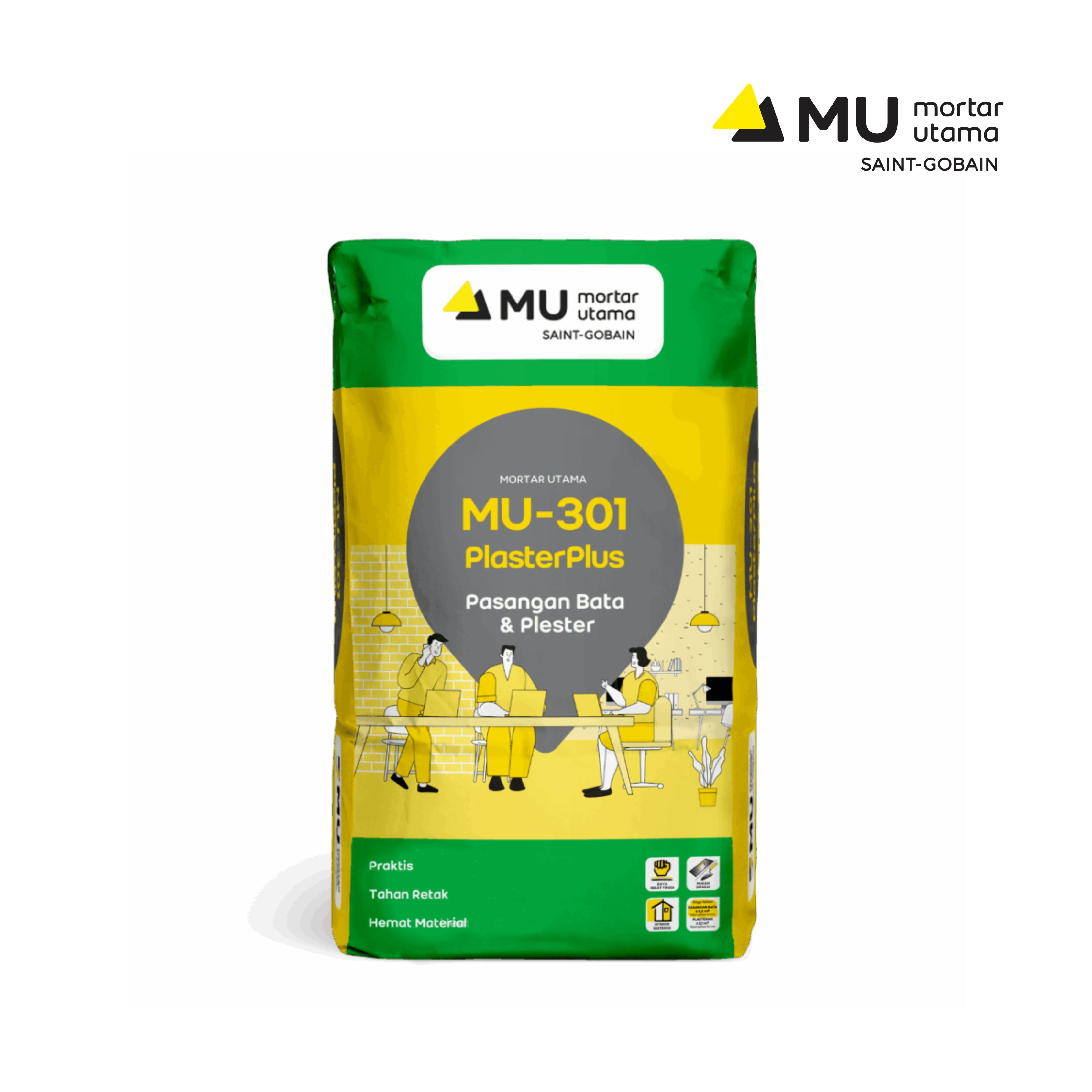 Mortar Utama MU-301 PlasterPlus Pasangan Bata & Plaster 40kg