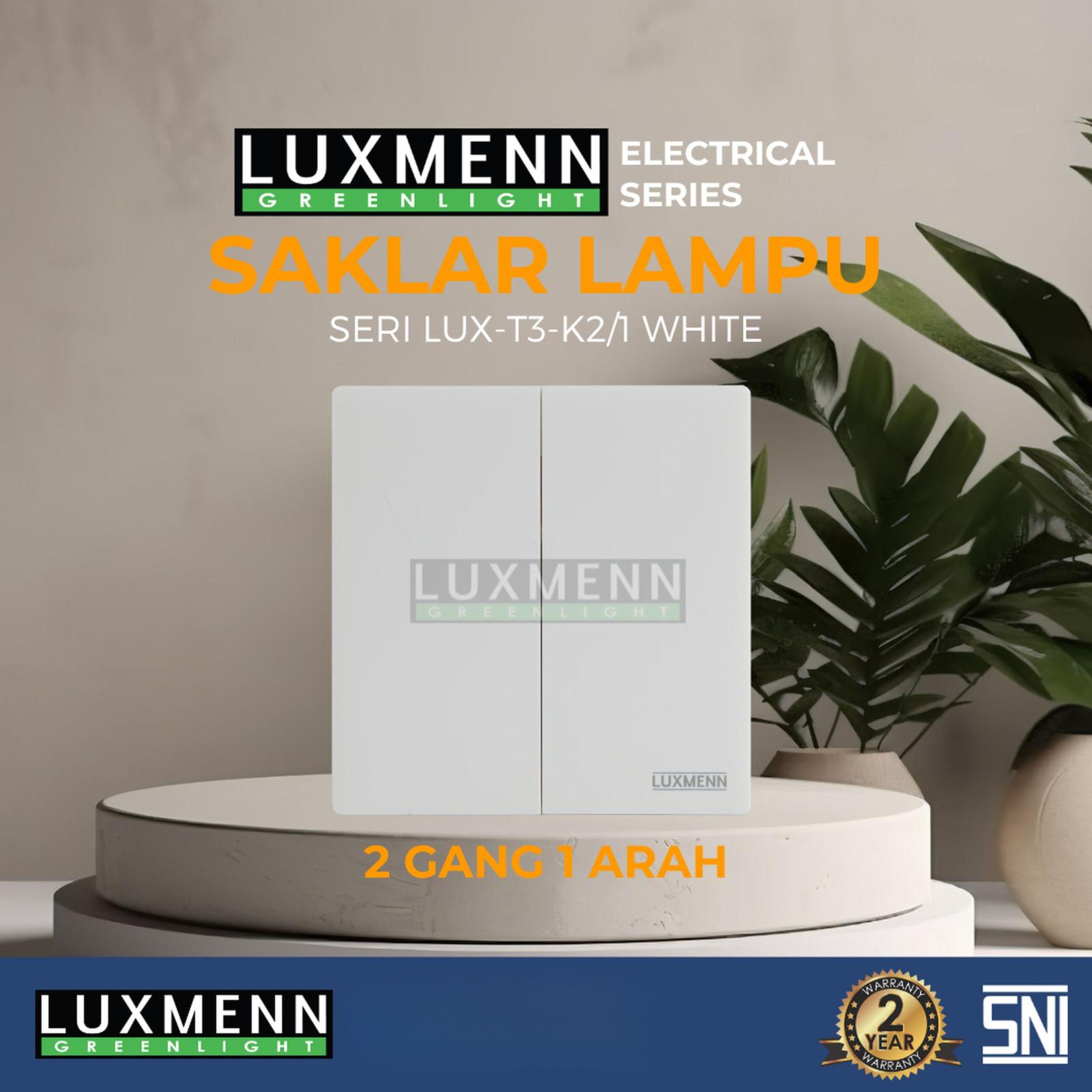 Jual Luxmenn Saklar 2 Gang 1 Way LUX-T3-K2/1 Putih