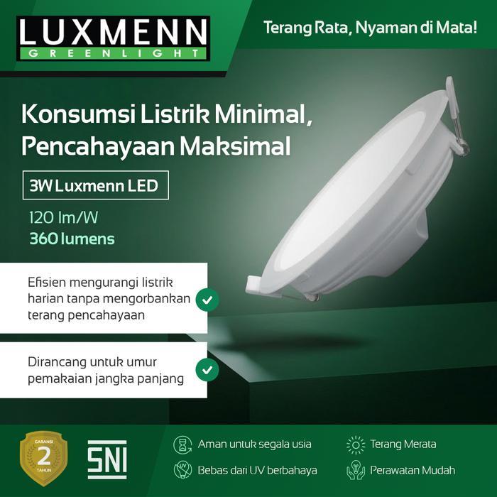 Jual Lampu & Armatur Luxmenn LUX - H200 / 3 Watt / Paket Hemat 3 Pcs / Inbow Bulat - Tipe Downlight - Putih ( 6000k )-3