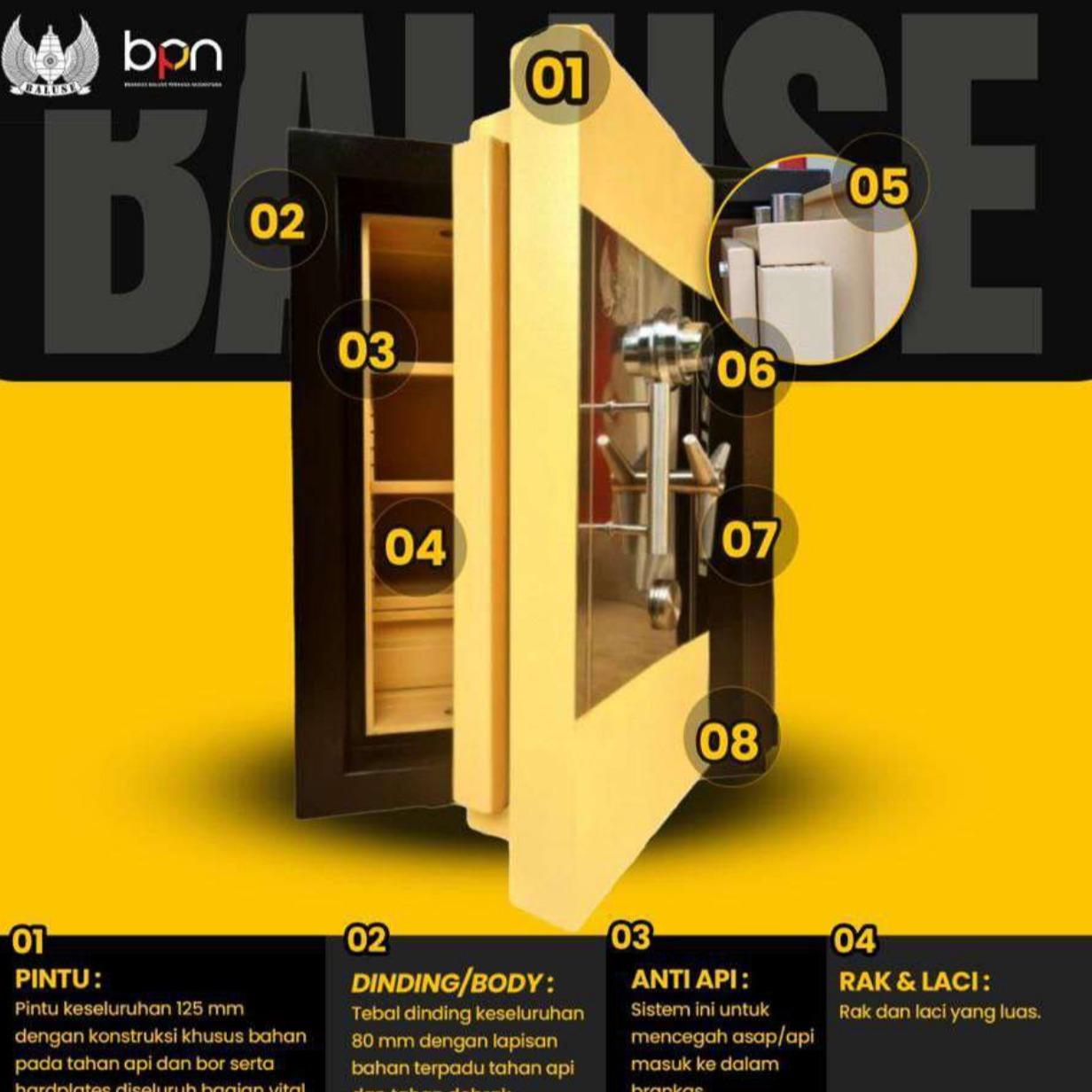 Jual Brankas Baluse Tipe Diamond 3 Tahan Api & Anti Bobol - Cocok untuk Rumah, Kantor dan Usaha-5