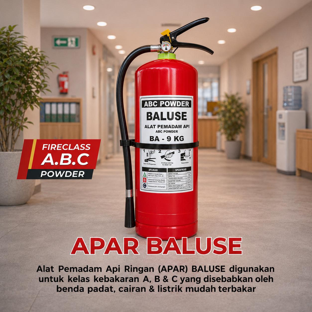 Jual APAR Baluse Berat 9 Kg Pemadam Api Ringan Dry Chemical Powder Tabung