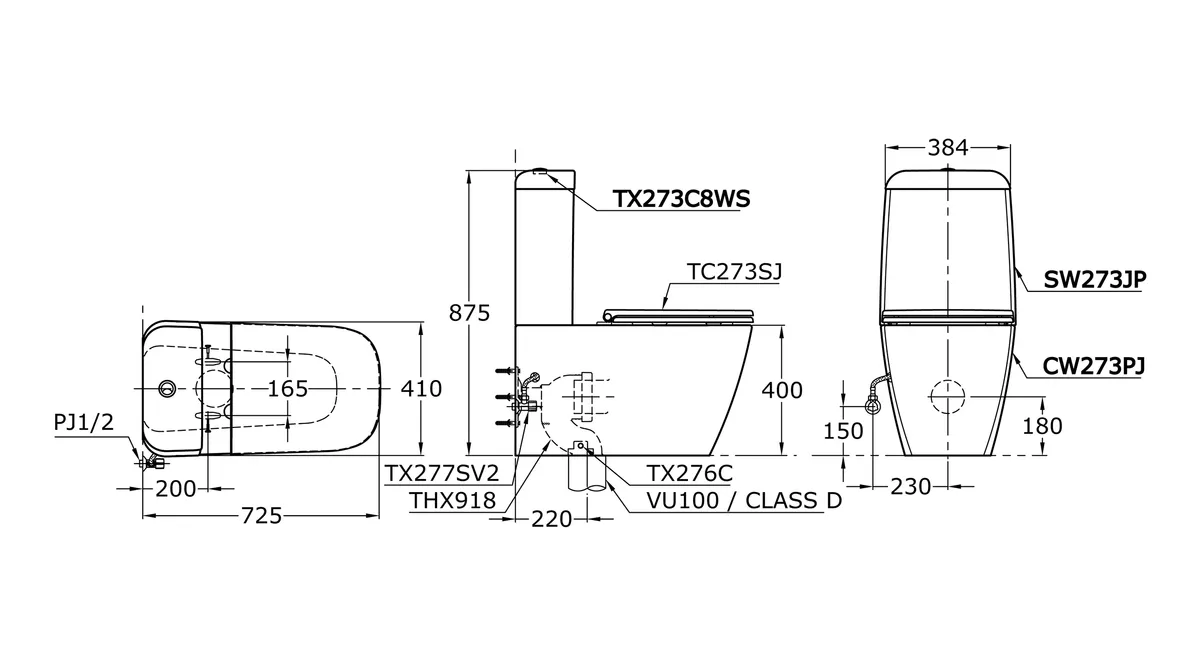 Jual Closet TOTO CW273PJ/SW273JP (S-Trap) -2