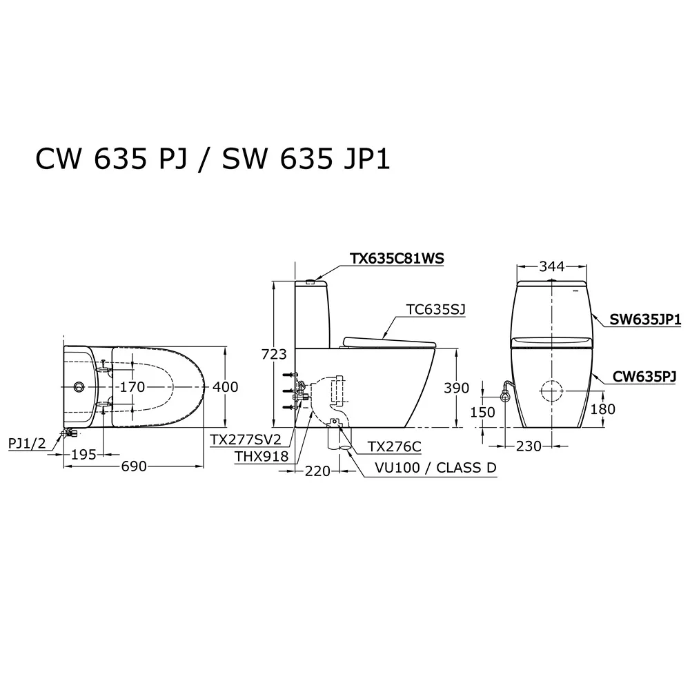 Jual Closet TOTO CW635PJ/SW635JP1 (S-Trap) -2