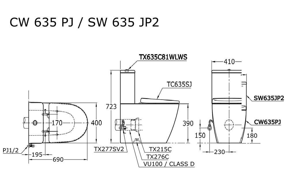 Jual Closet TOTO CW635PJ/SW635JP2 (P-Trap) -2