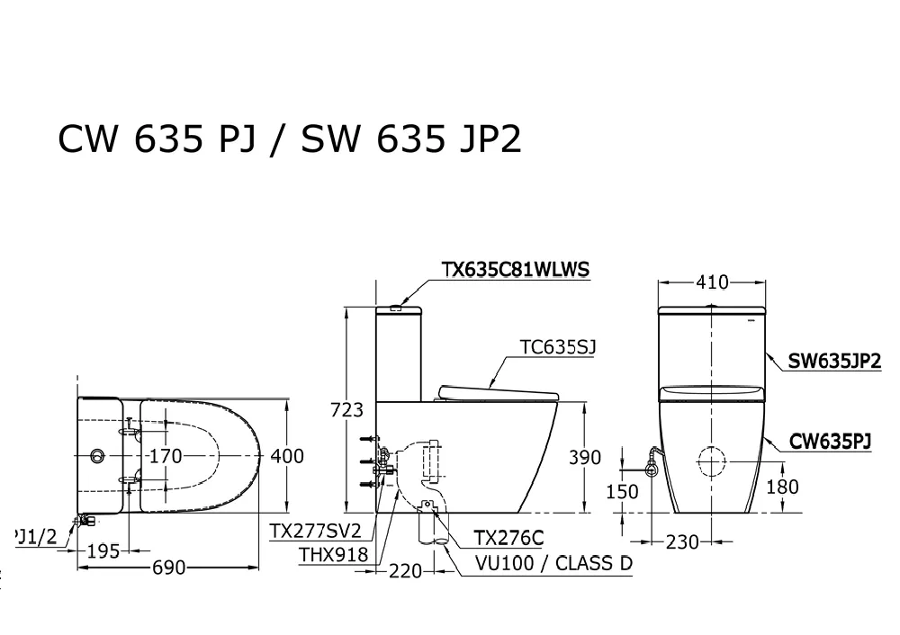 Jual Closet TOTO CW635PJ/SW635JP2 (S-Trap) -2