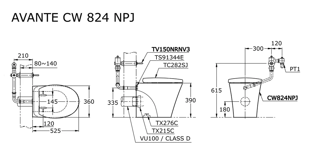 Jual Closet TOTO CW824NPJ/TV150NRNV3 -2