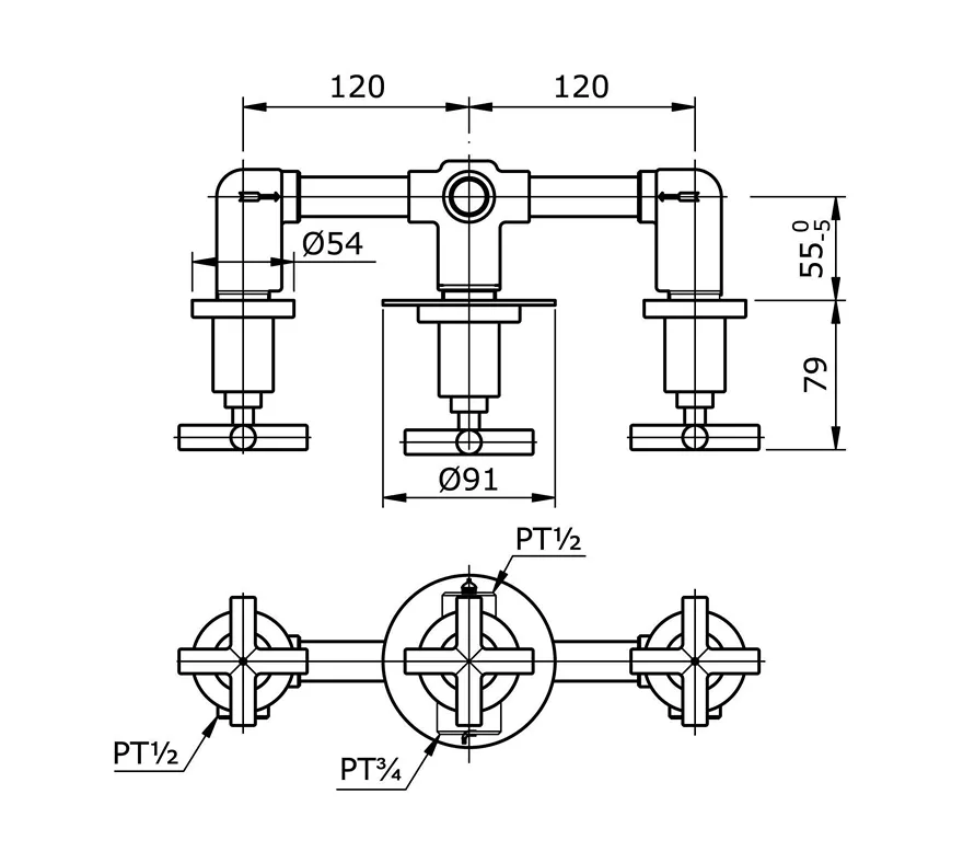 Jual Toto Cross Handle Shower TX469SECBR -2