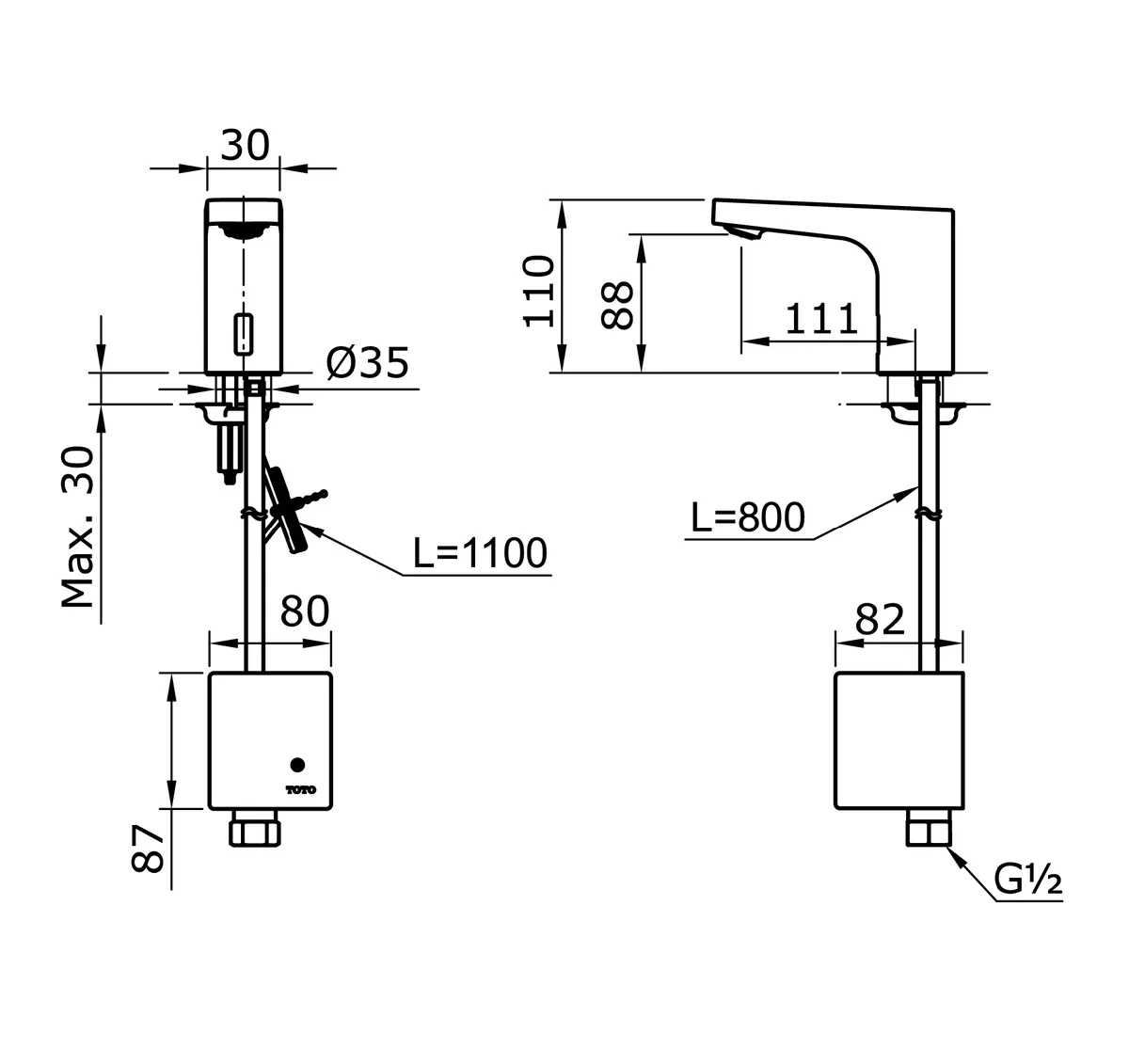 Jual Kran Wastafel TOTO TTLA102/TTLE101B2L -2