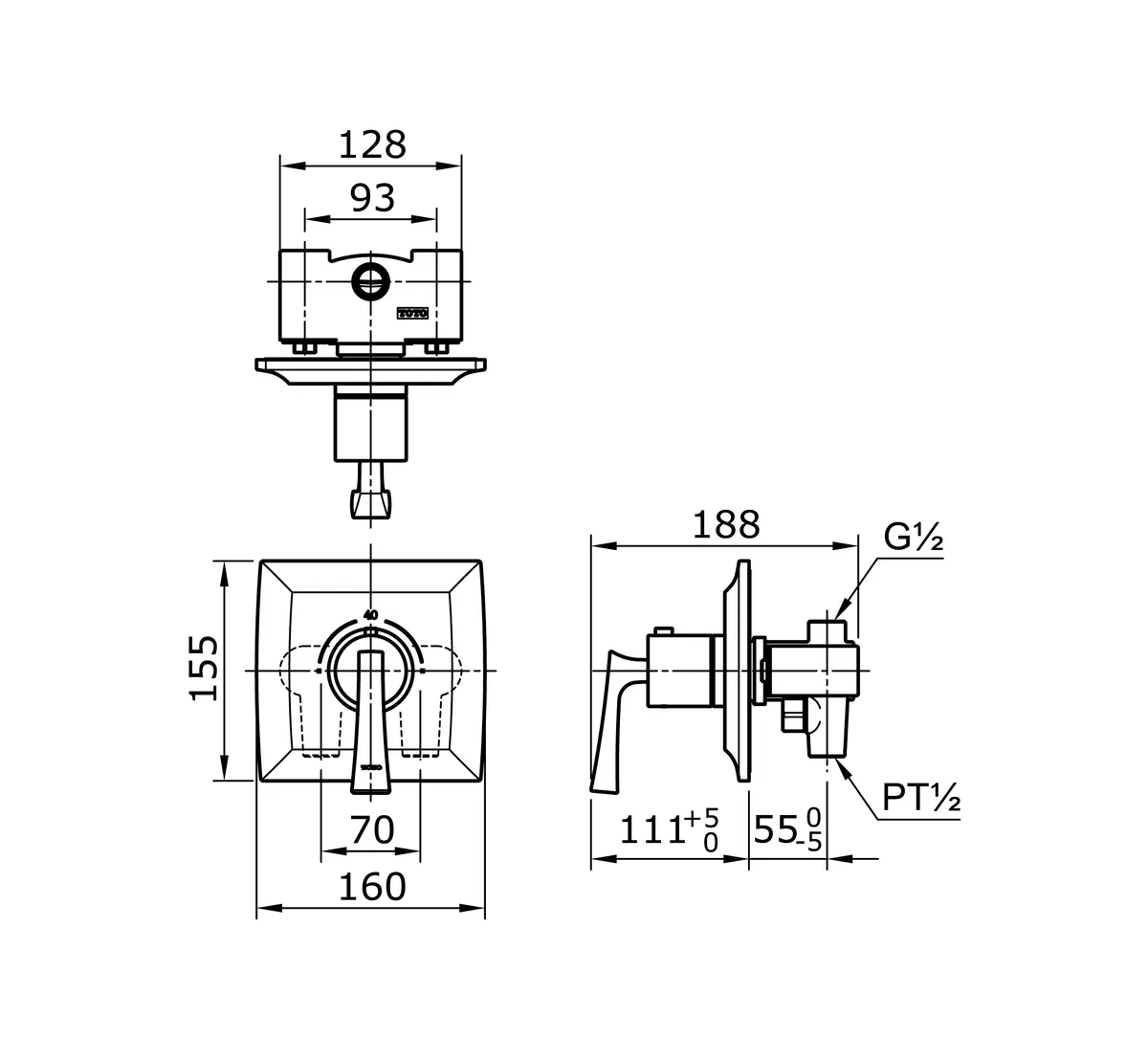 Jual Toto Thermostat Mixer TX489SW-2