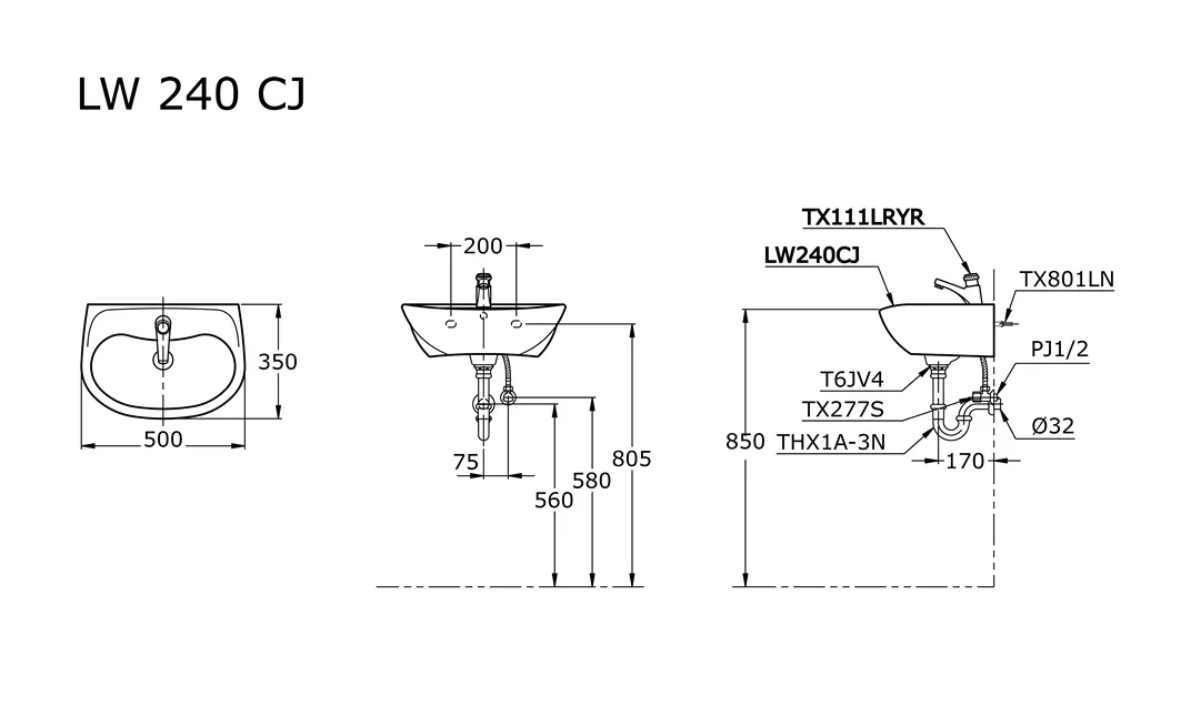 Jual Wastafel TOTO LW240CJ-2