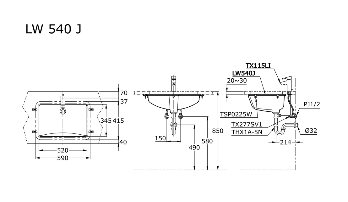 Jual Wastafel TOTO LW540J -2