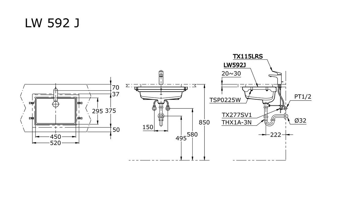Jual Wastafel TOTO LW592J-2