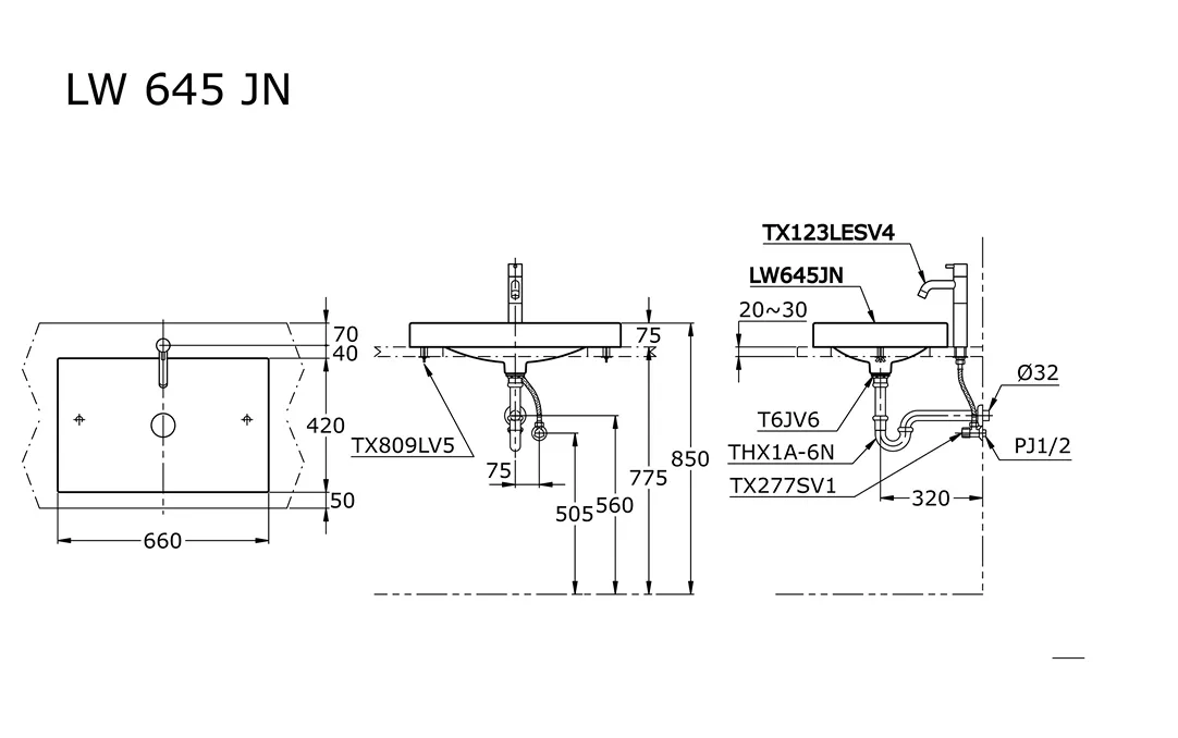 Jual Wastafel TOTO LW645JN -2