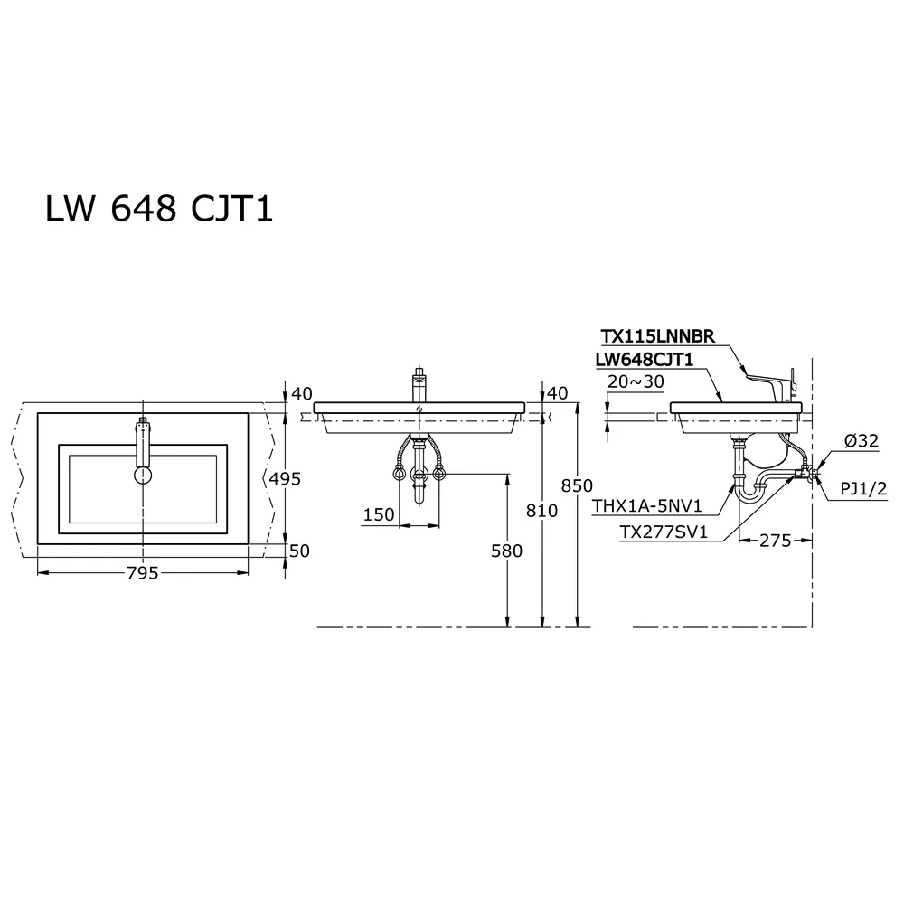 Jual Wastafel TOTO LW648CJT1 -2