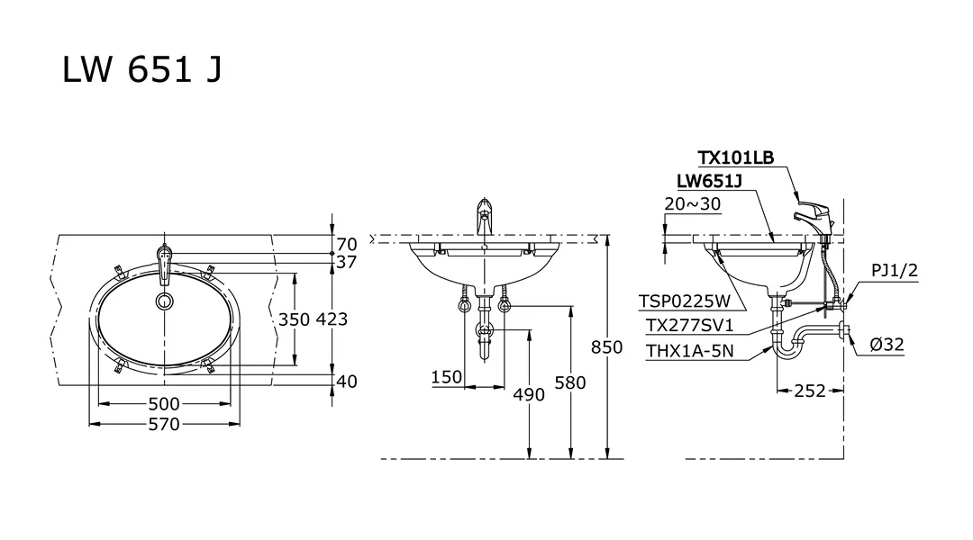 Jual Wastafel TOTO LW651J -2