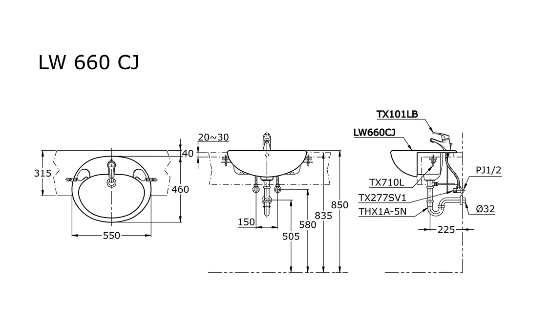Jual Wastafel TOTO LW660CJ -2