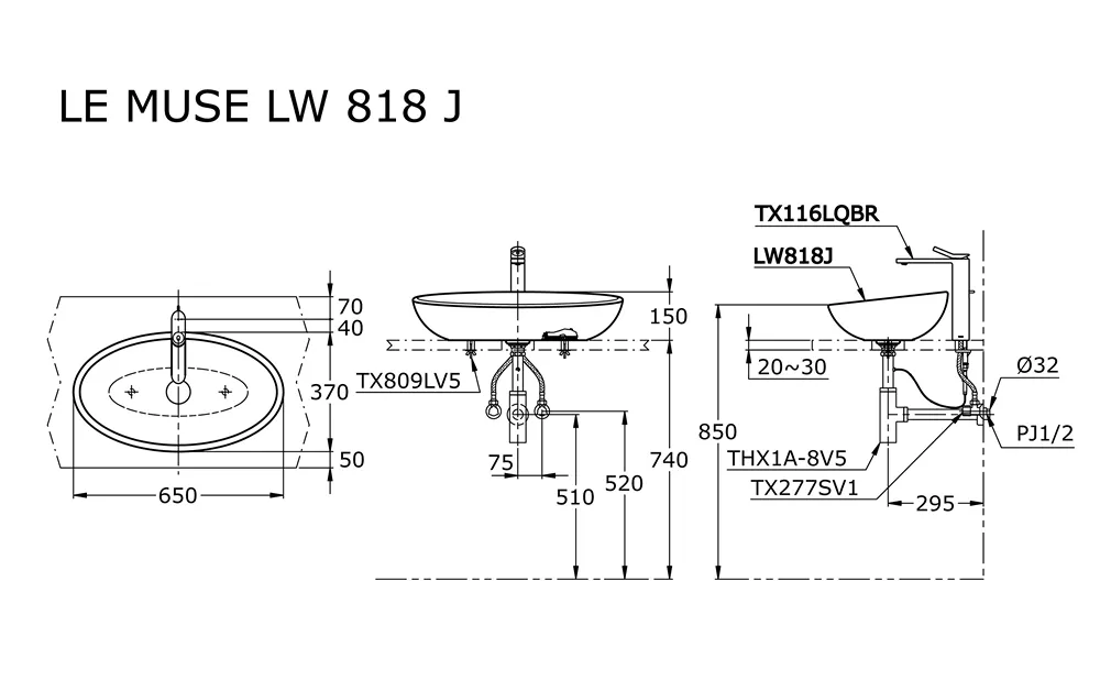 Jual Wastafel TOTO LW818J -2