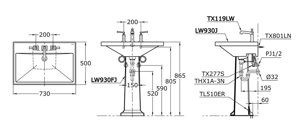 Jual Wastafel TOTO LW930J/LW930FJ -2