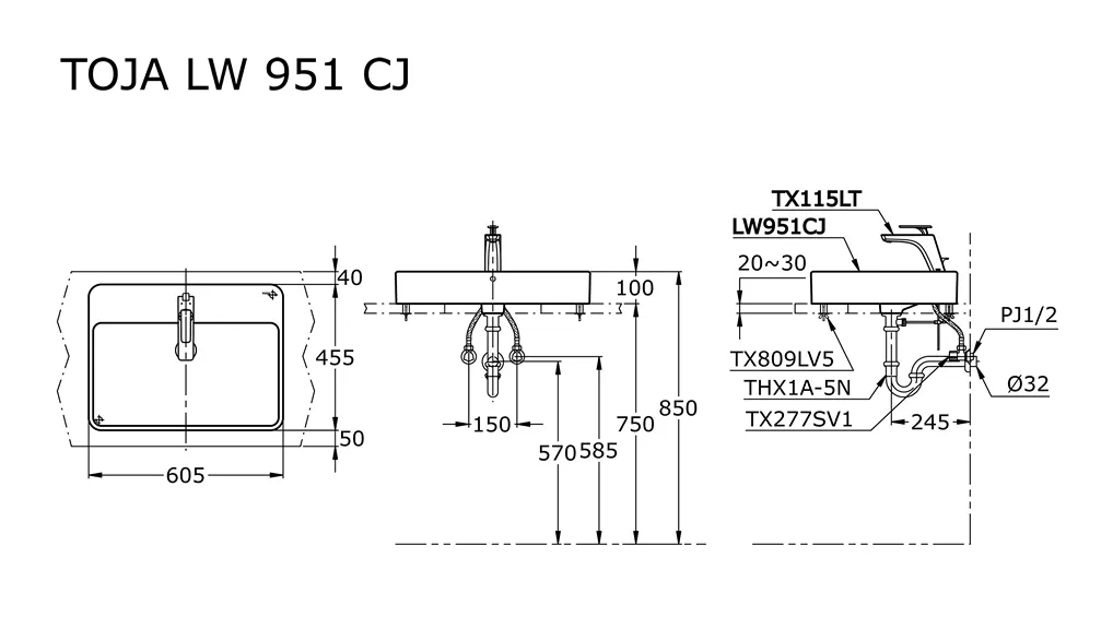 Jual Wastafel TOTO LW951CJ-2