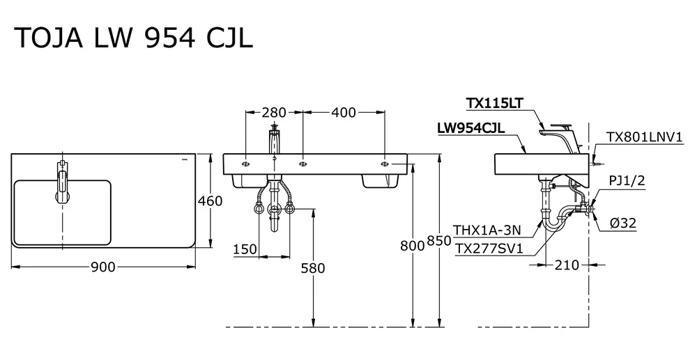 Jual Wastafel TOTO LW954CJL -2