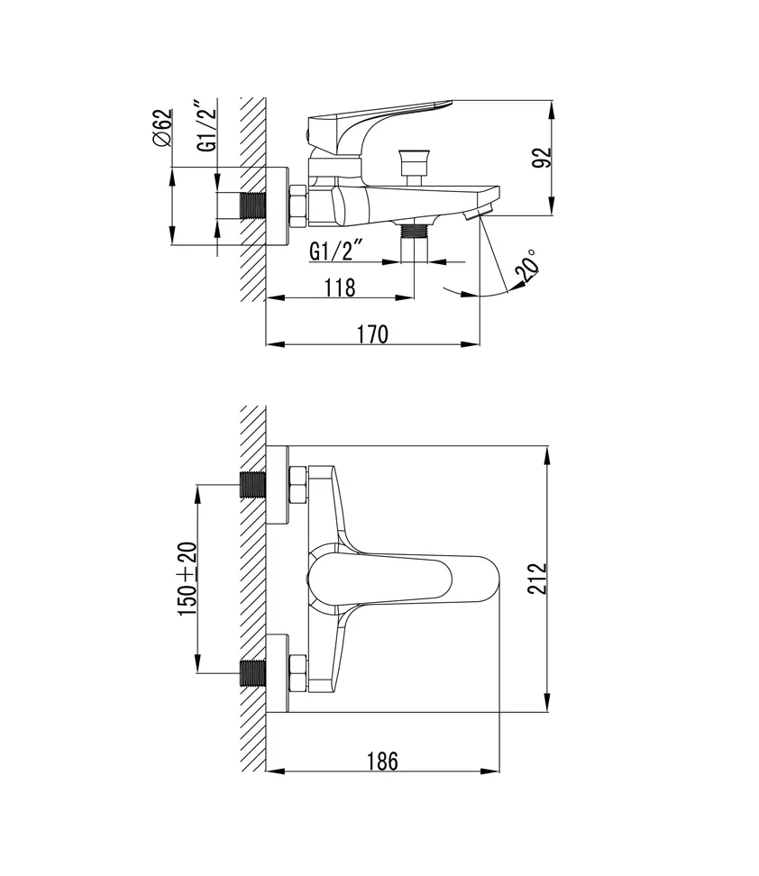 Jual Wasser MBT-S1810 Single Lever Bath & Shower Mixer-2
