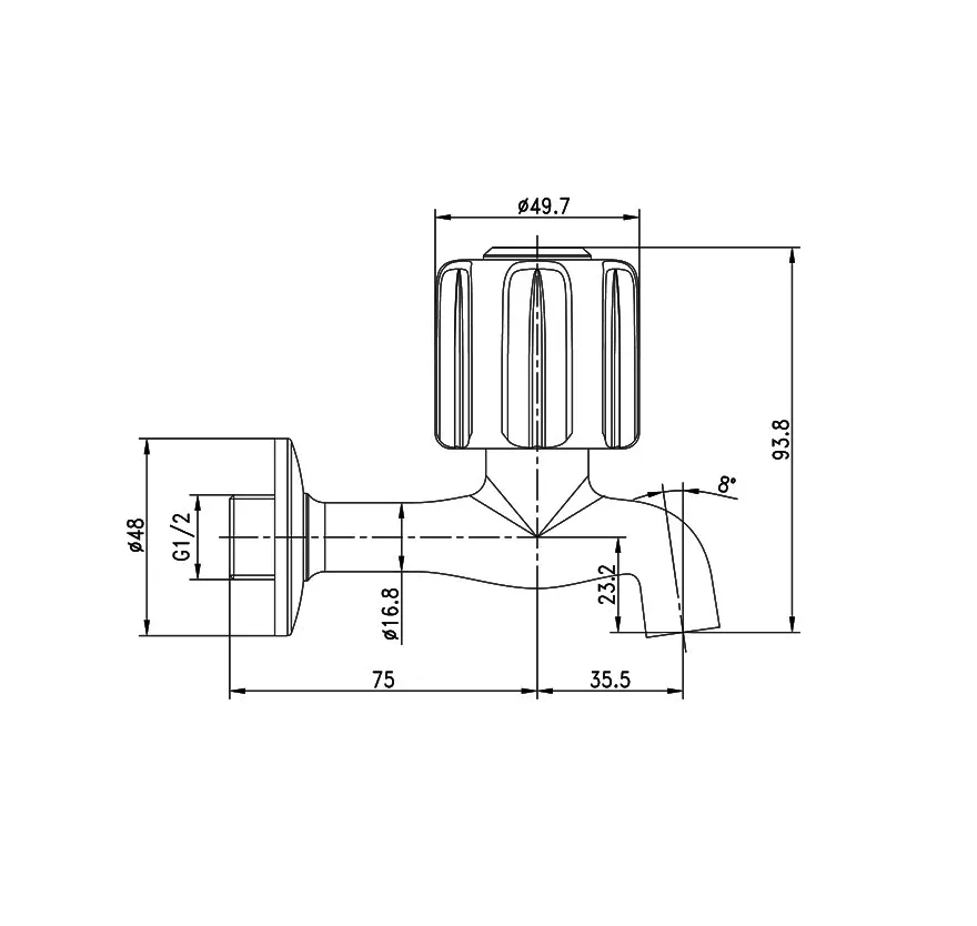 Jual Wasser TB-010 Round Handle Wall Tap-2