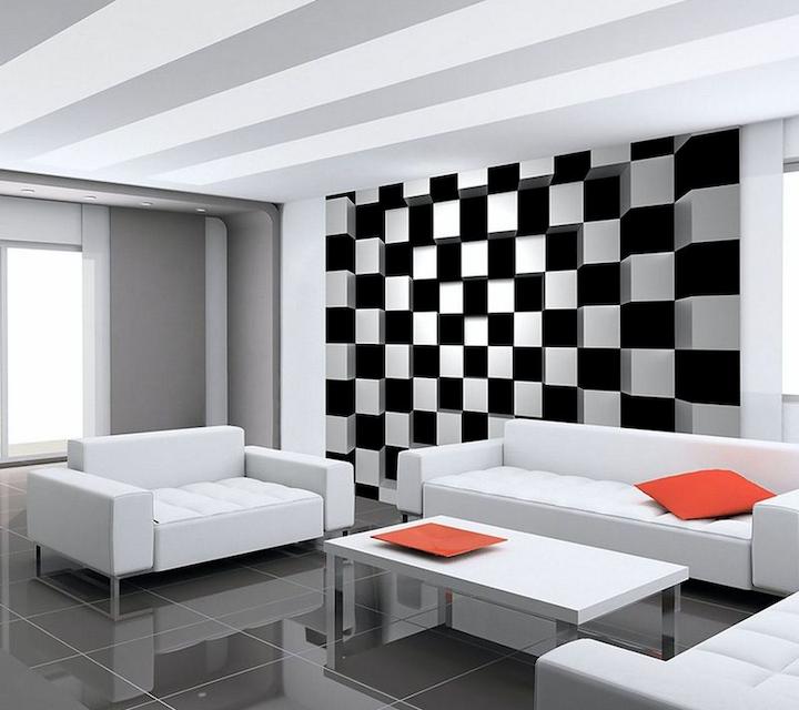 cara mengecat tembok motif kotak-kotak